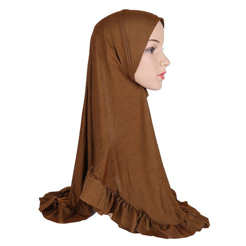 Fashion Muslim One Piece Amira Instant Hijab With Lotus Ruffled Ready to Wear Soft Fabric Headscarf Pull on Headwear