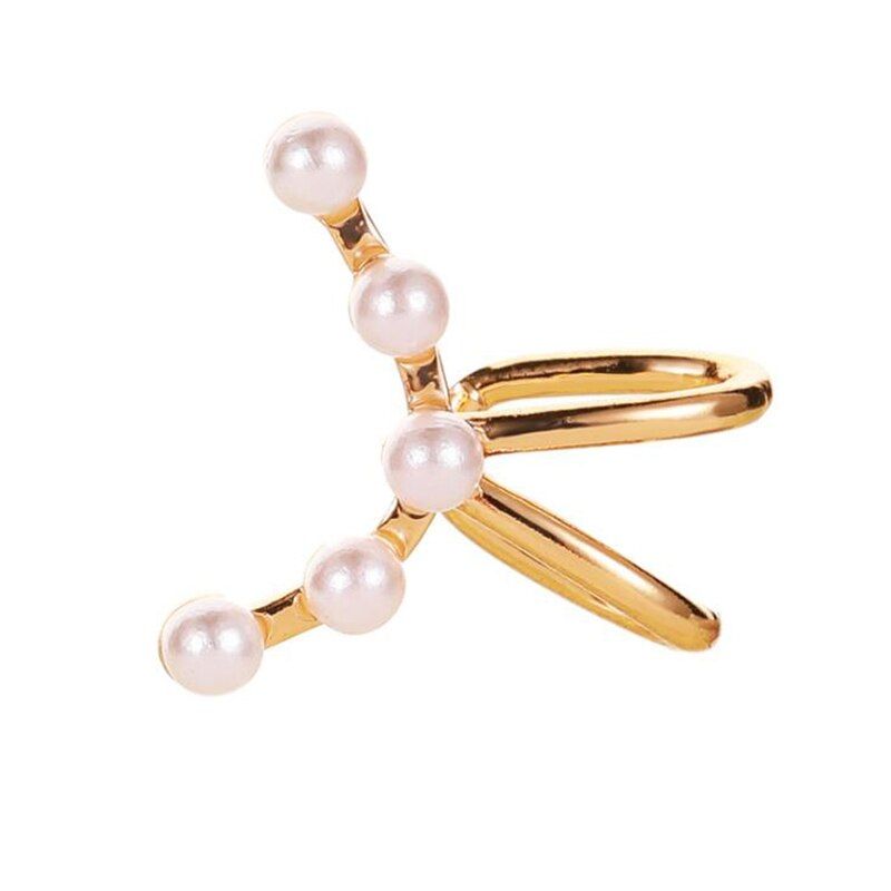 1pc Crystal Ear Cuffs for Women Simulation Pearl Earcuff Ear Clip Helix Cartilage Earrings Gold Silver Color Orbellen Jewelry
