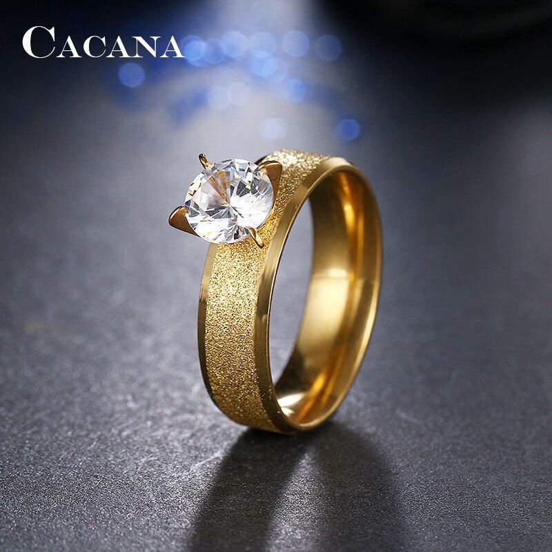 CACANA  Stainless Steel Rings For Women Sequin With  Fashion Jewelry Wholesale NO.R12