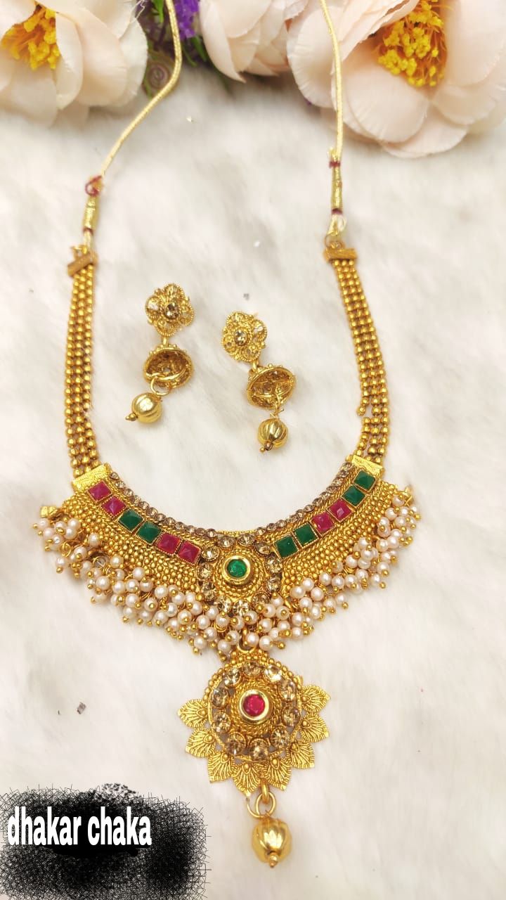 Indian Bollywood Copper Necklace Set Matte Finish