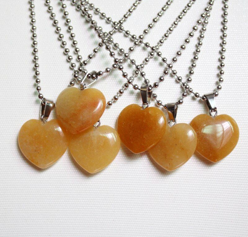 20mm natural tiger eye stone quartz crystal stripe agates turquoises heart pendant for DIY Jewelry making Necklace pendant