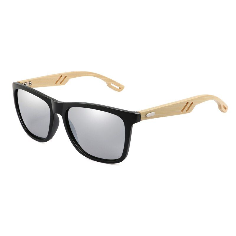 6Bamboo Wood Sunglasses Brand Design Men Vintage Square Sun Glasses Women Coating Mirror Sunglass UV400 Shades Oculos de sol