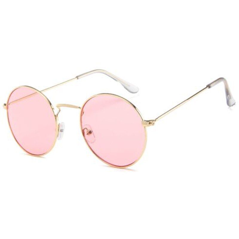 C6 PinkDCM Vintage Retro Round Sunglasses Women Ocean Color Lens Men's Sun Glasses Metal Frame Circle Glasses Oculos UV400