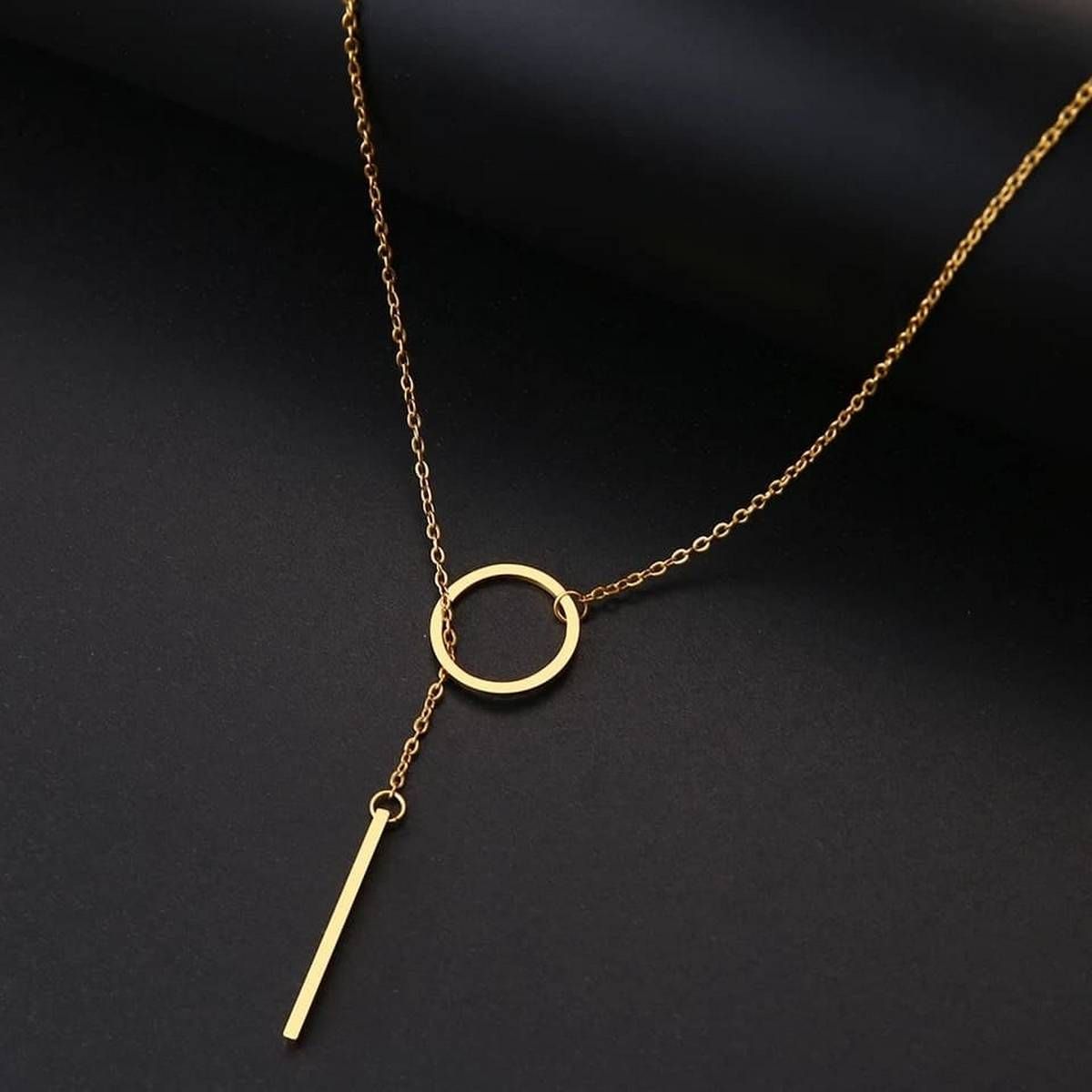 Simple Metal Ring Short Stick Chain for girls - Chain