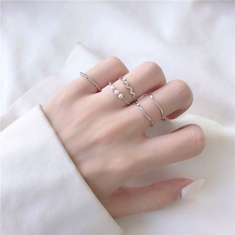 5Pcs/Set Fashion Women Knuckle Finger Rings Band Alloy Ring Set Jewelry Gift