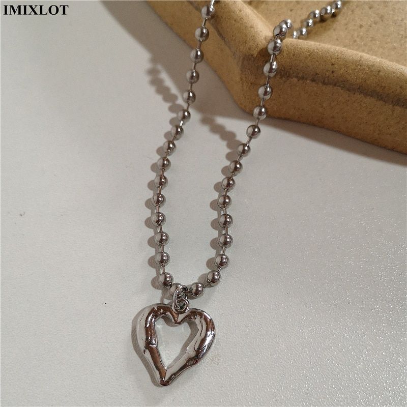 Kpop Vintage Baroque Pearl Choker Heart Angel Pendant Clavicle Chain Necklace For Women Egirl Goth Cool EMO Punk Grunge Jewelry
