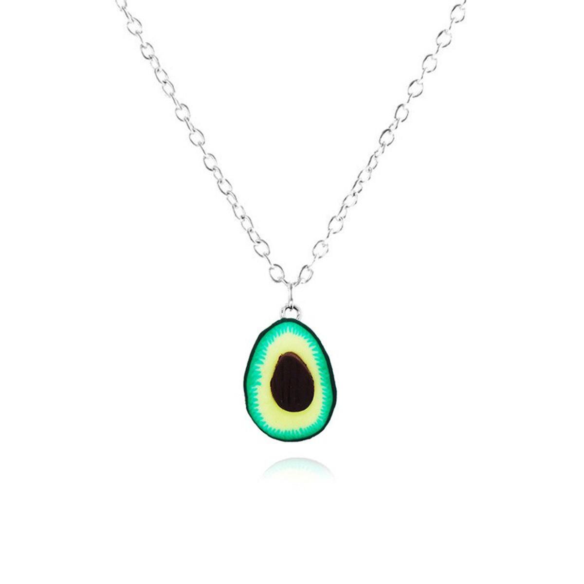 Cute Necklace Handmade Avocado Shape Jewelry Pendant Necklace for Women Girl Fruit Long Chains Charms Necklace Party Gifts