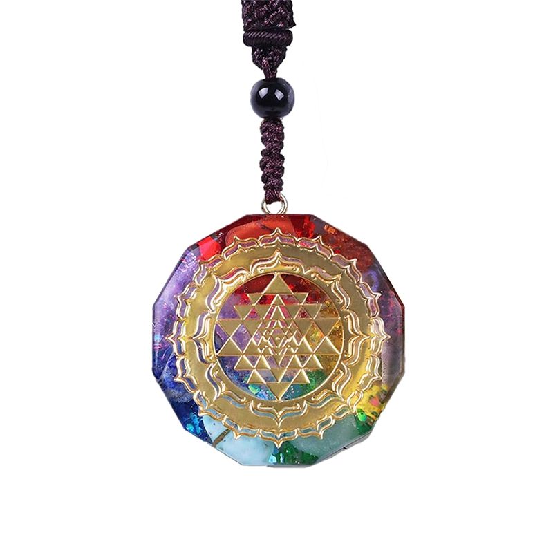 Orgonite Pendant Sri Yantra Necklace, Sacred Geometry Chakra Energy Necklace Necklace, Meditation and Prayer Necklace