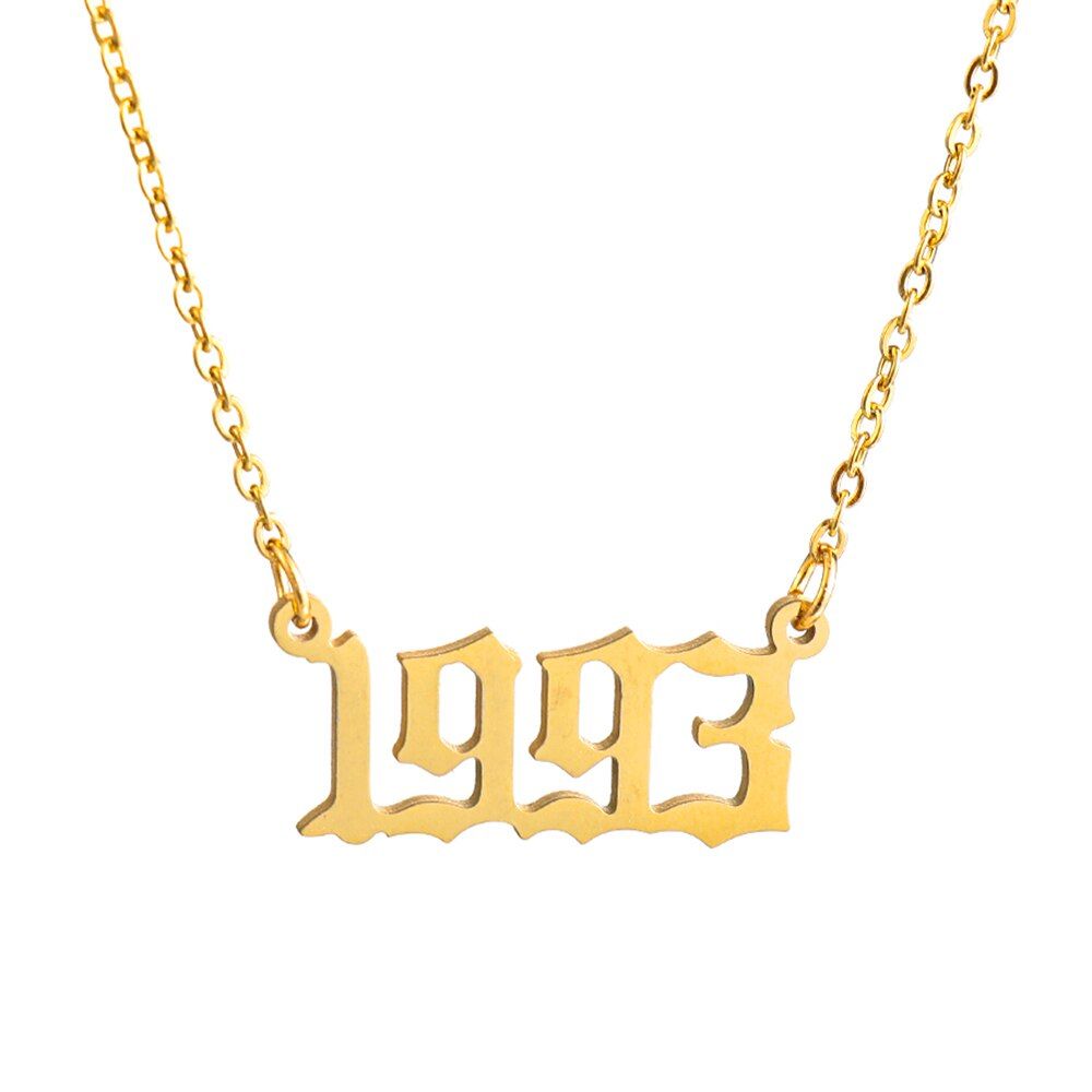 Necklace Special Date Year Number Punk Necklace Girl From 1980 to 2019 Chain Birthday Jewelry Christmas Gifts