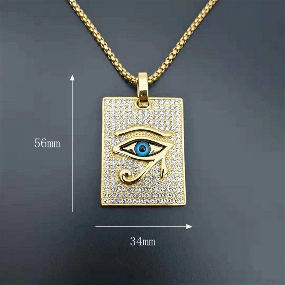 Egyptian The Eye of Horus Pendant Necklace For Women/Men Resale Gold Stainless Steel Evil Eyes Necklace Egypt Round Jewelry
