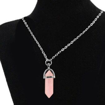 Hexagon Pendant Necklace Crystal Natural Stone Necklace Hexagonal Column Natural Stone Bullet Choker Necklace