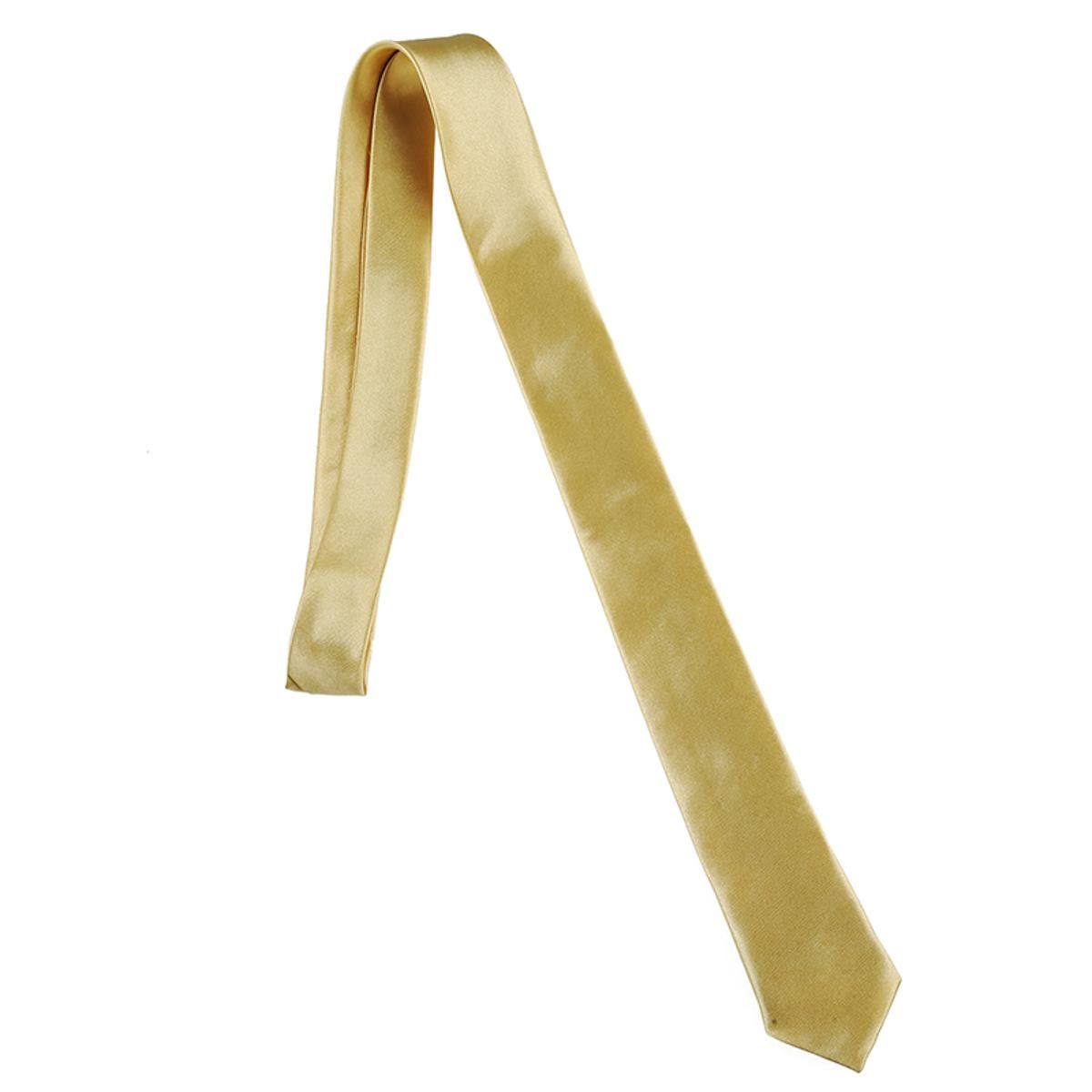 Uni Necktie Skinny Slim Narrow Neck Tie Solid Brass Golden