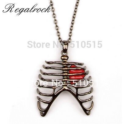 Regalrock Fashion Anatomical Human Rib Cage Heart Anatomy Necklace