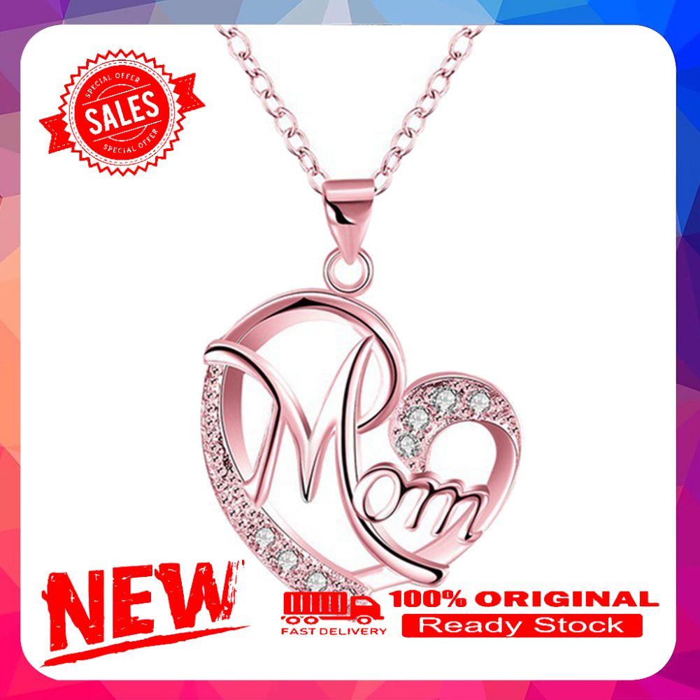 English Letter Mom Hollow Heart Pendant Necklace Mother's Day Gift