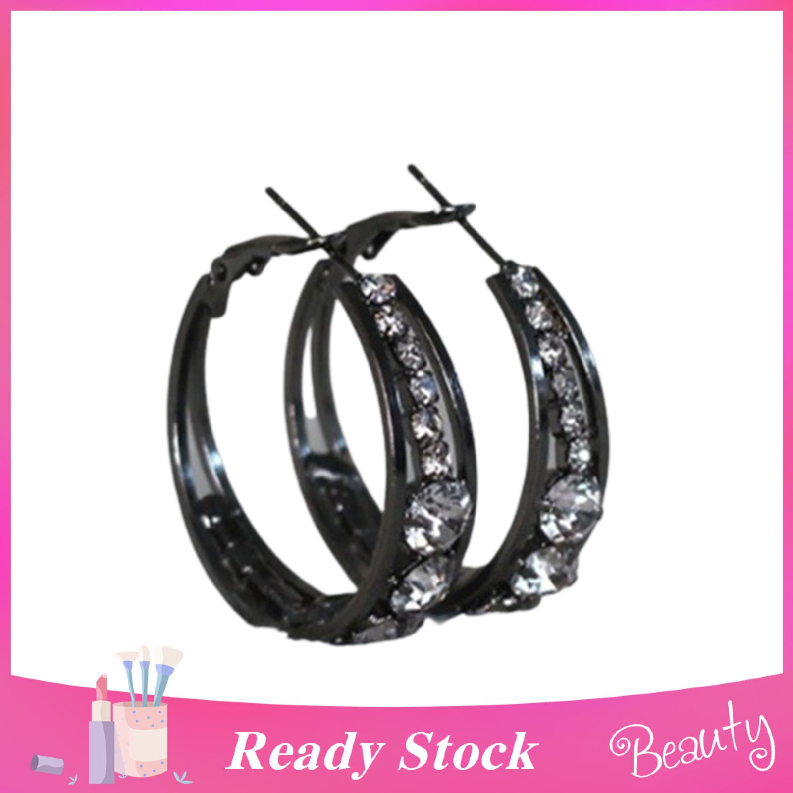 Lady Hoop Earrings Rhinestone Round Western Style Piercing Shiny Wedding Hoop Earrings for Gift