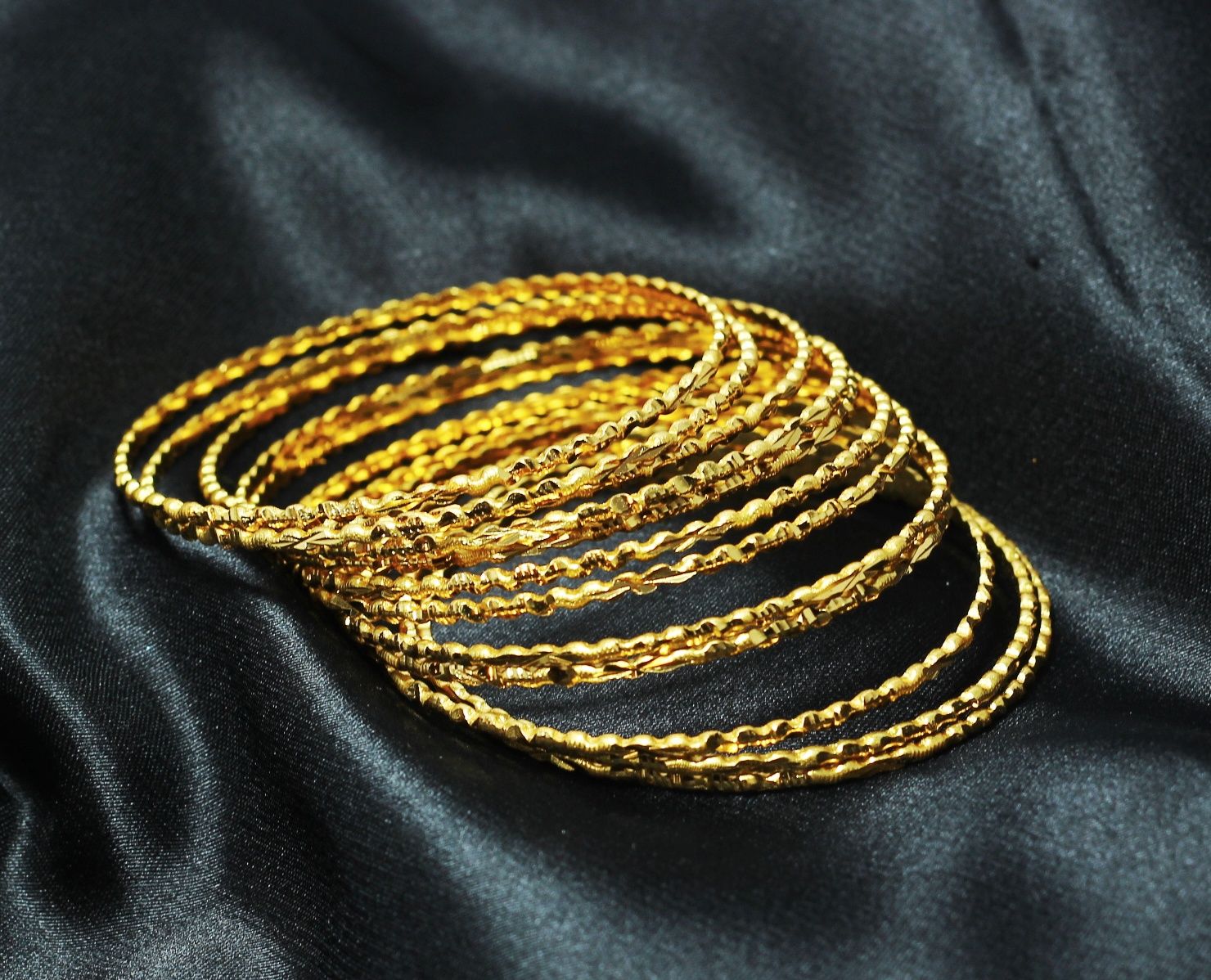 Gold Plated Pearl Churi for Women (12pich)
