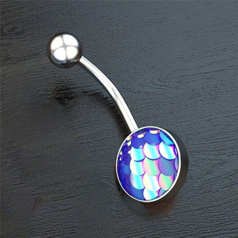 14G Fish Scale Navel Puncture Jewelry Steel Belly Button Piercing Silver Belly Piercings Body Jewelry Pircings