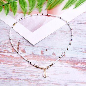 MOON GIRL Double Layers Seedbead Choker for Women Fashion Boho Chic Statement Shell Collier Femme Bohemian Collares Dropshipping