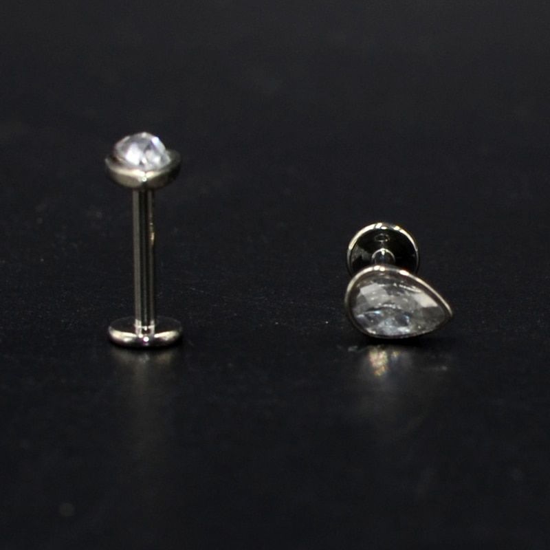 1Pc Titanium And Steel Opal Lip Labret Ear Tragus Cartilage Helix Internally Thread Piercing Jewelry