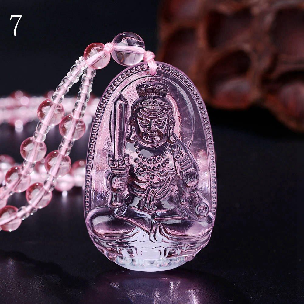 Pink Crystal Eight Guardian God Statue Pendant Wholesales Male and Female Birthstone Trendy Jewelry Healing Chakra Stones Zodiac