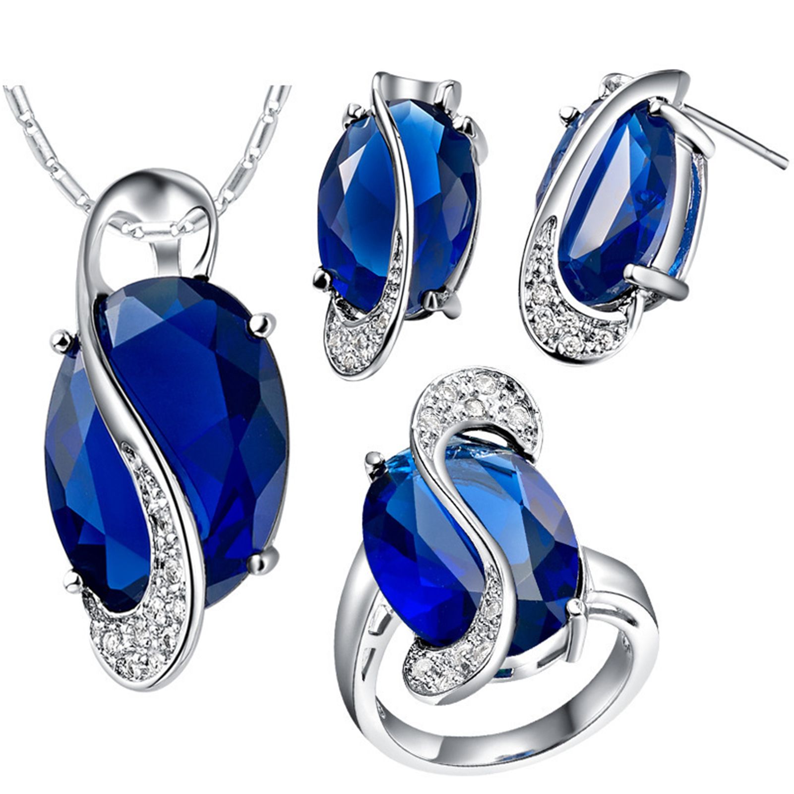 Neckle Earrings Ring Exquisite Sparkling Plated Jewelry Set