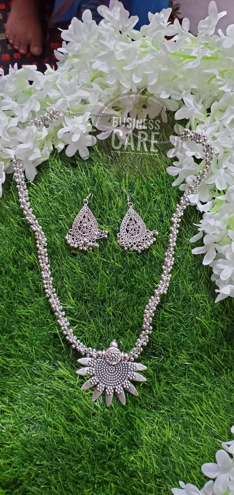 JarMan bridal silver Jewellery necklace and earring For women
