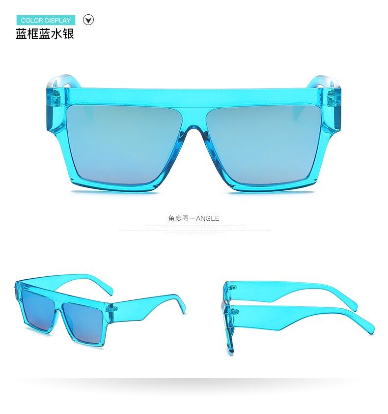Blue BlueSquare Oversized Sunglasses Women 2018 Fashion Retro Clear Sunglasses Luxury Brand Gradient Sun Glasses Eyewear Womens Shades