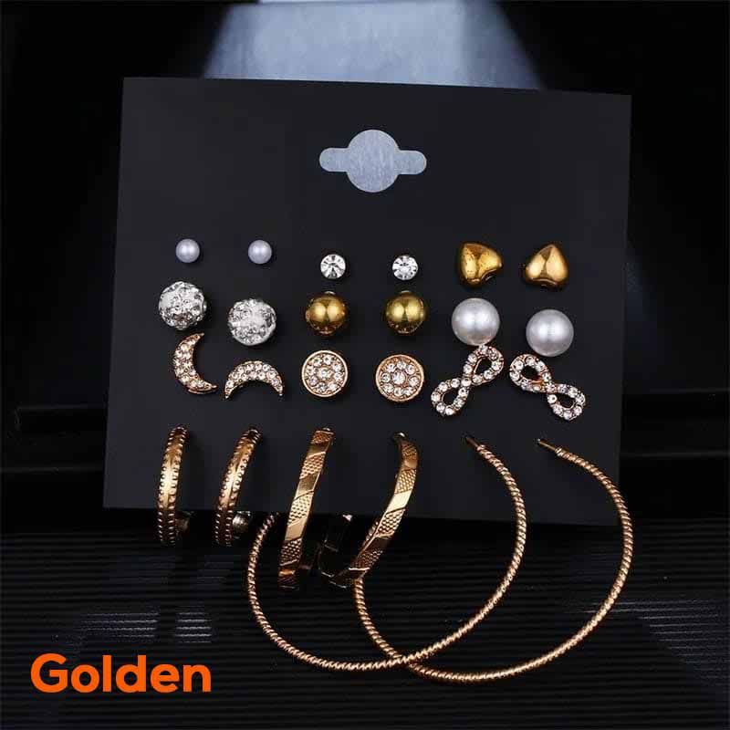 12 pair Geometric Pearl Earrings for Women New Trendy Circle Earrings Jewelry Female Fashion Statement Gifts