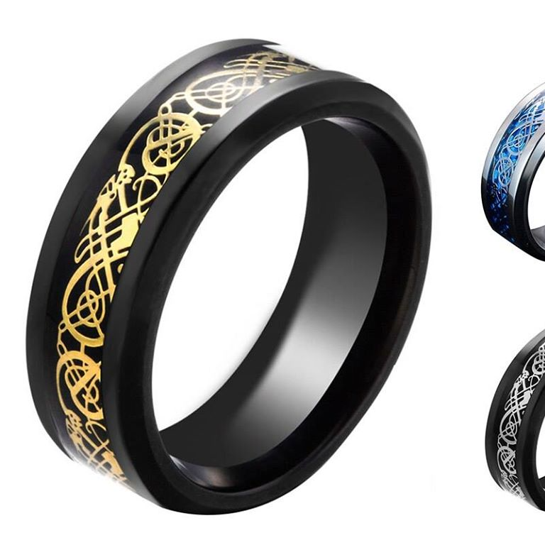 Men's punk design titanum steel finger ring