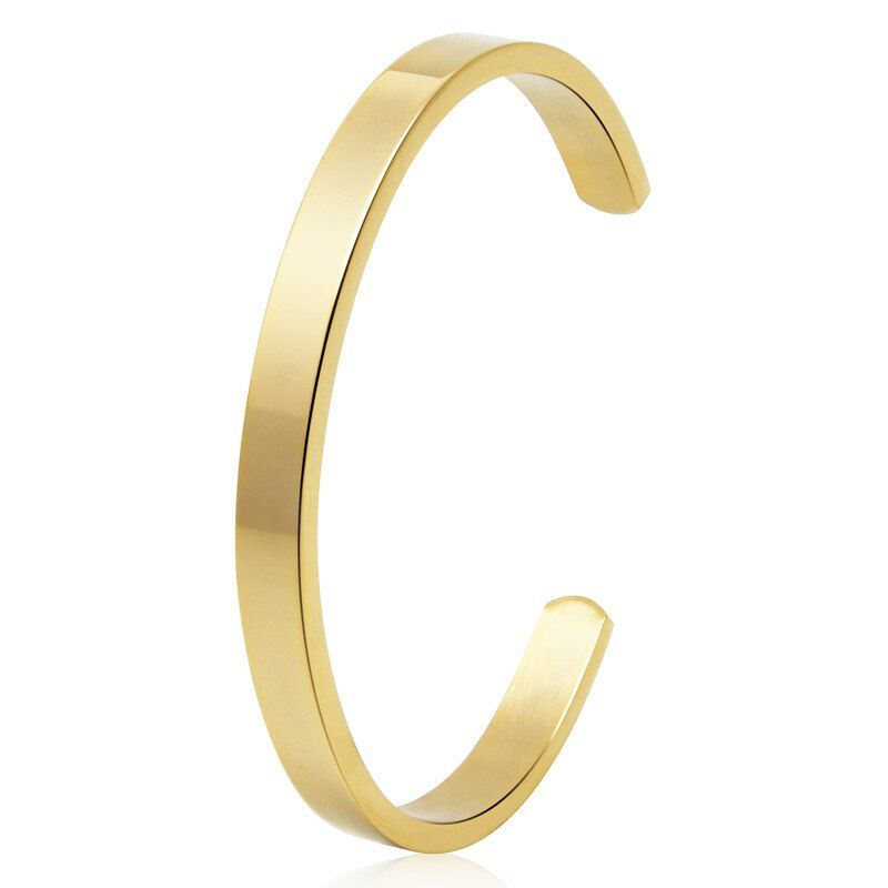 Hot Fashion Stainless Steel Jewelry4mm 6mm 8mm Smooth C Shape Bangle for Woman Bracelet Party Gift Wholesale