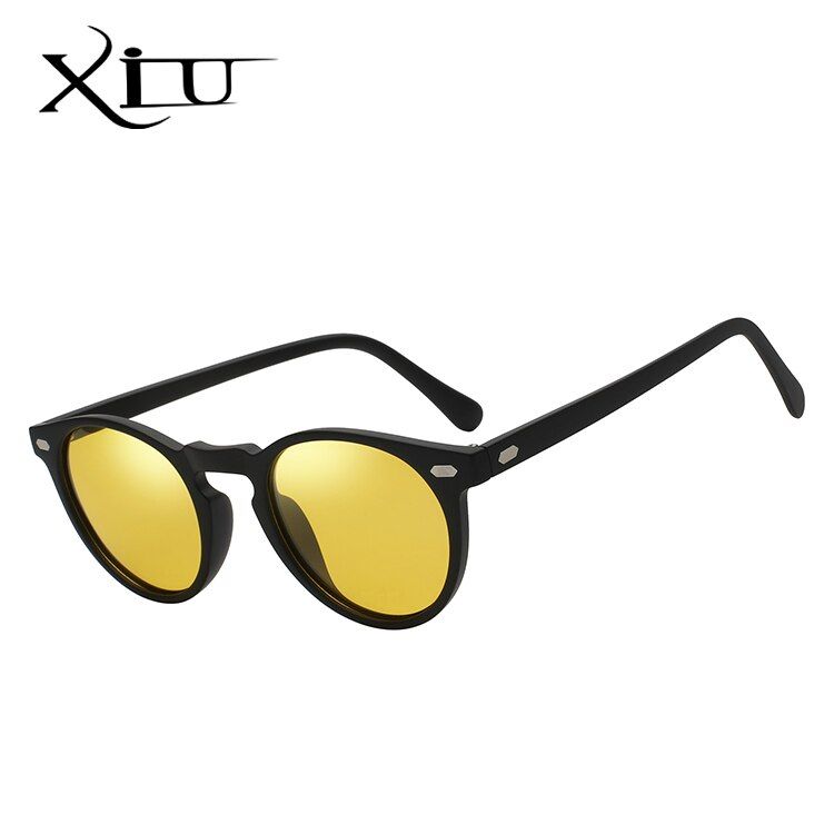 Ma black w yellow niXIU Round Sunglasses Women Brand Designer Sunglases Woman Sun Glasses Fashion Summer Gafas Feminino Oculos De Sol