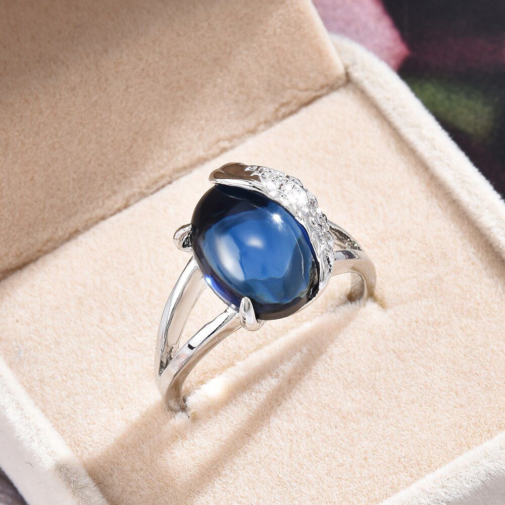 2020 New Fashion Crystal Engagement Design Rings for Women Angel Wings Blue Stone White Wings Elegant Rings Wedding Jewelry Gift