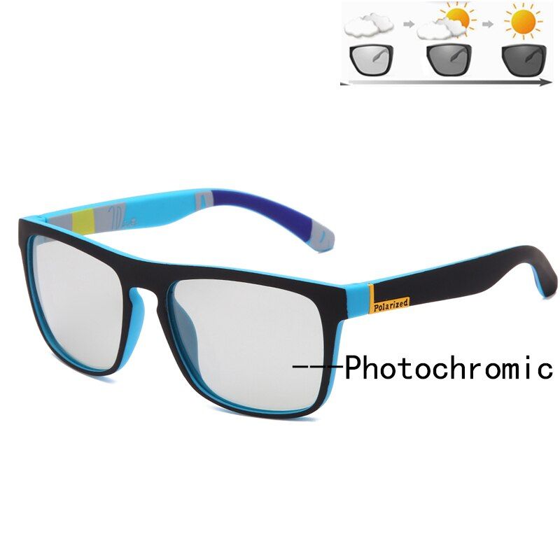 blue PhotochromicHOOLDW Classic Polarized Sunglasses Men Women Brand Design Square Driving Sun glasses Fashion Sport Fishing Goggle Eyewear UV400