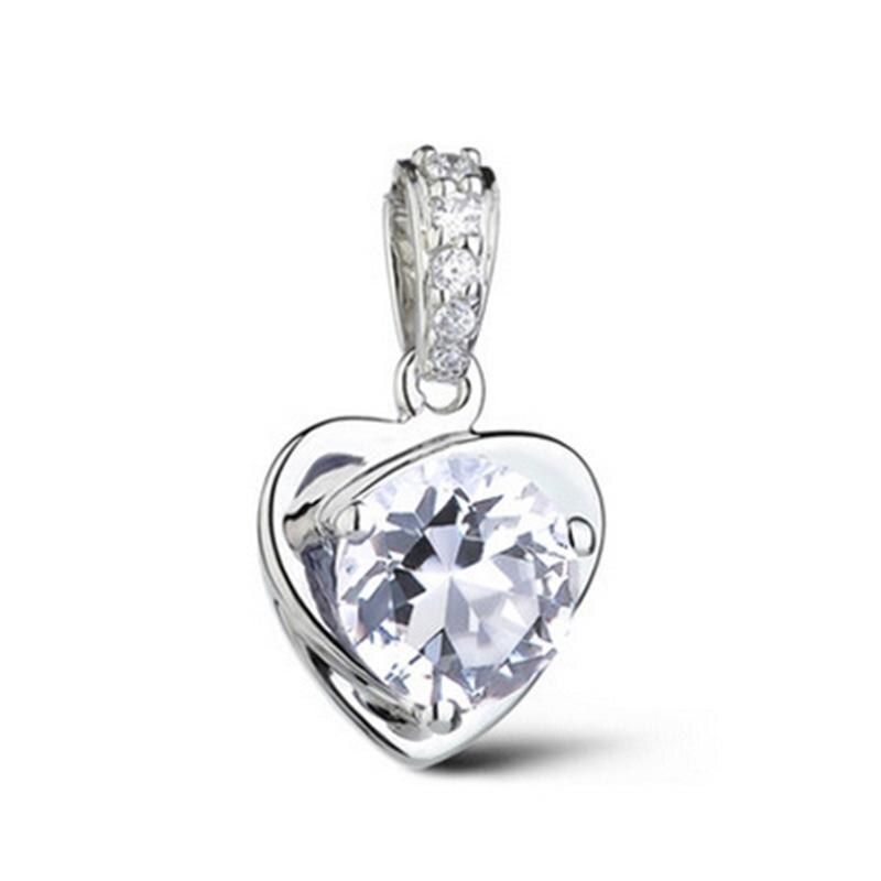 Simple Three Heart Pendant Necklace For Women Silver plated Blue Exquisite crystal Necklaces & Pendants Silver color Jewelry