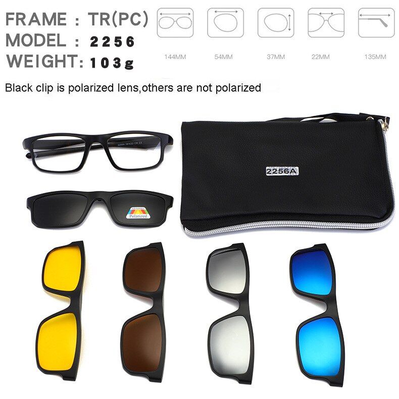 2256DEARMILIU 2020 Ultra-light Polarized Clip On Sunglasses Men Women Magnetic Eyewear Frames Optical TAC Glasses Frame 6 pcs/1Set