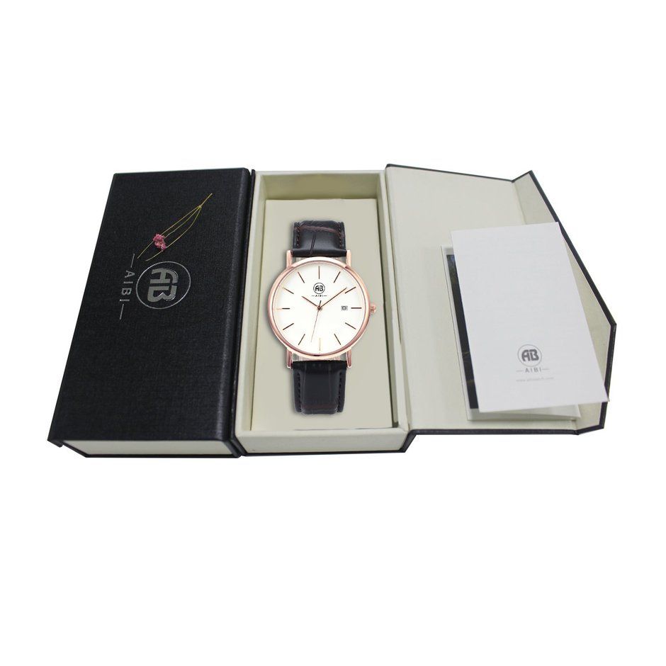 AIBI Fashion Watch Leather Bracelet 3ATM Waterproof Analog Quartz Watch