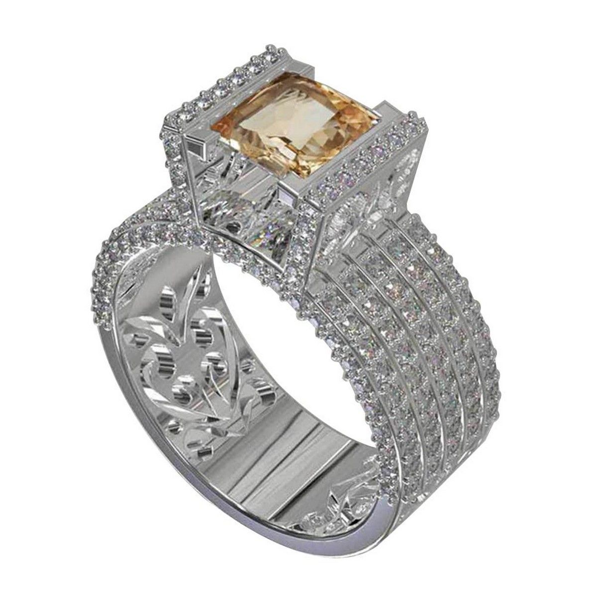 Fashion Women Openwork Rhinestone Finger Ring Bridal Jewelry Gift