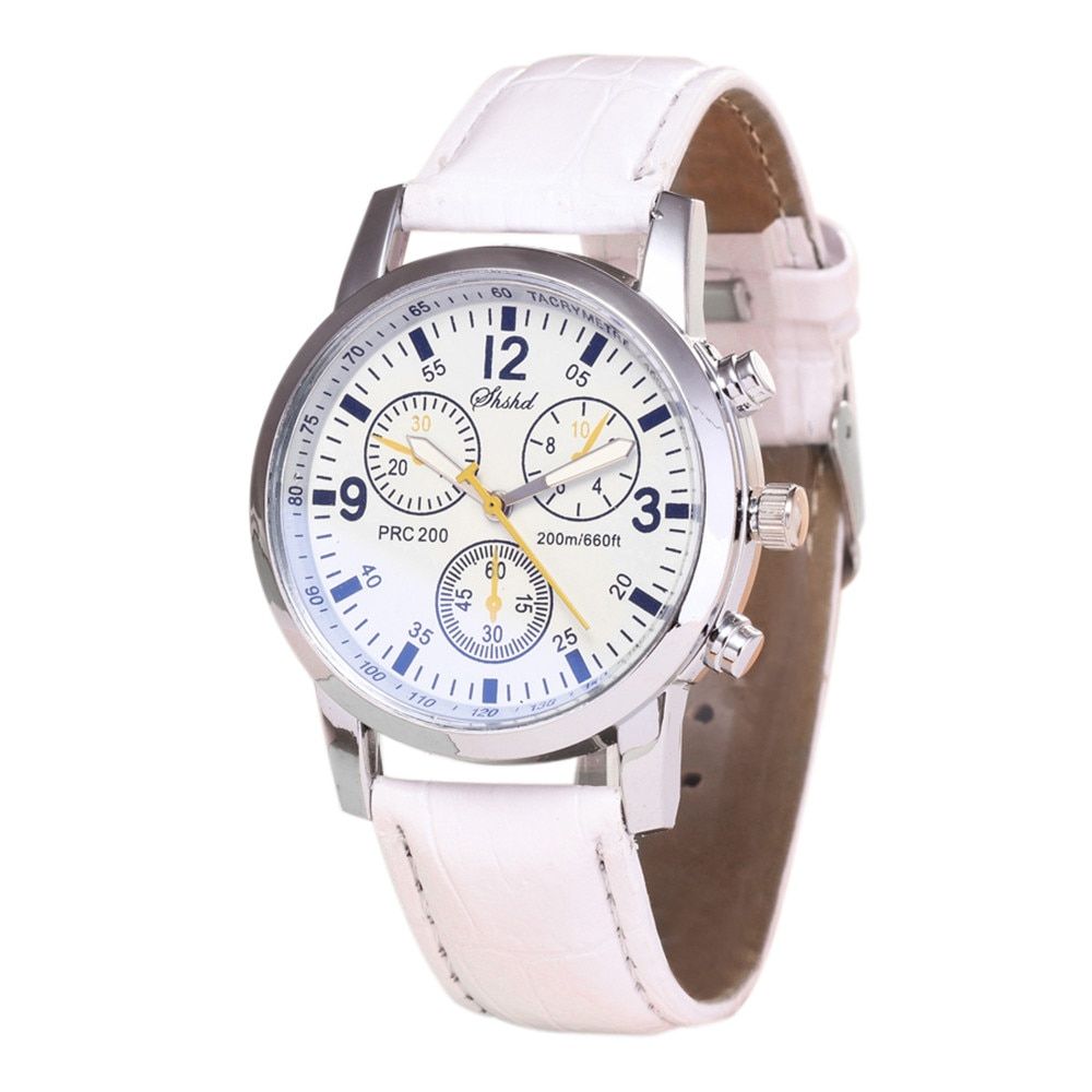 Casual Men Watch Relogios Masculino Blue-ray glass neutral quartz simulates wrist epidermal Leather Strap Wristwatch