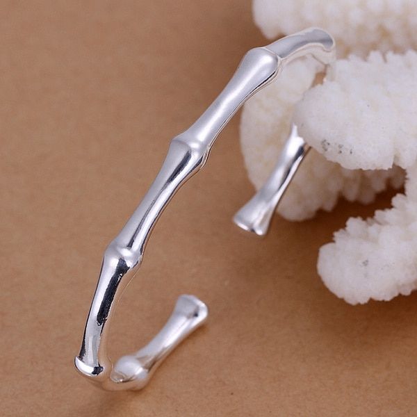 Silver color girl women Children Christmas gift bamboo open European style Bangle bracelet fashion jewelry B095