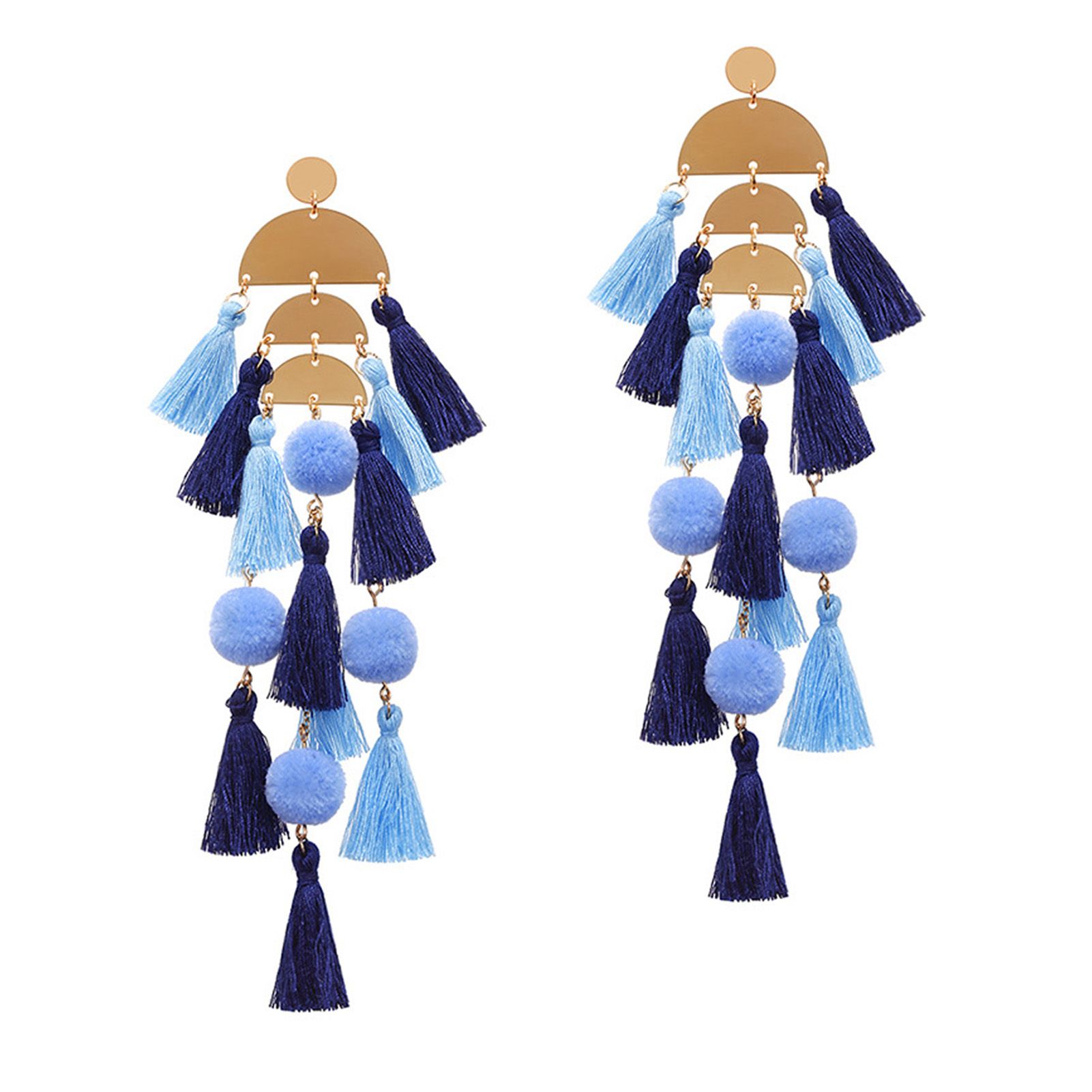 Dangling Earrings Long Ladies Multi-layer Tassel Dangle Earrings