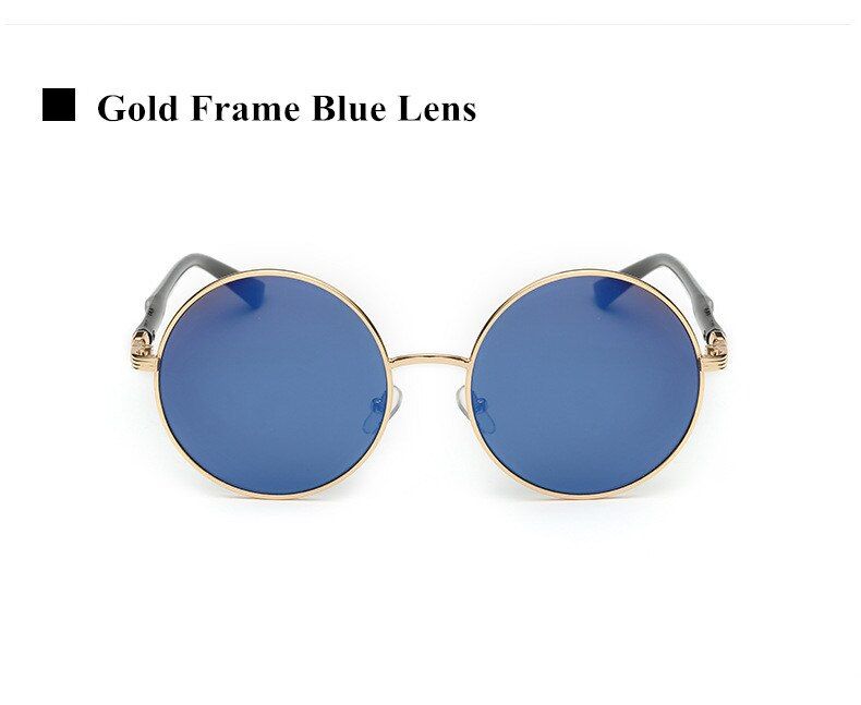 color 3VWKTUUN Oversized Retro Round Sunglasses Women Brand Designer Vintage Sun Glasses For Female Eyewear Steampunk Mirror Glasses