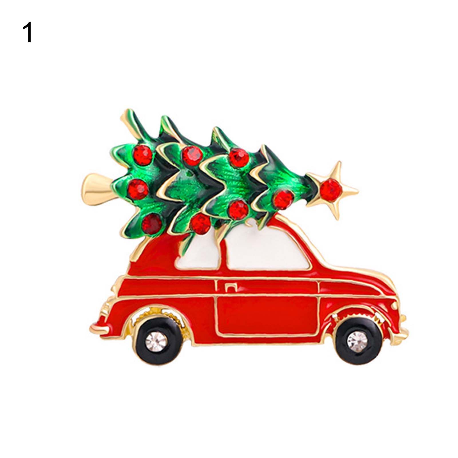Rhinestone Pin Anti-break Christmas Car Brooch with Rhinestone