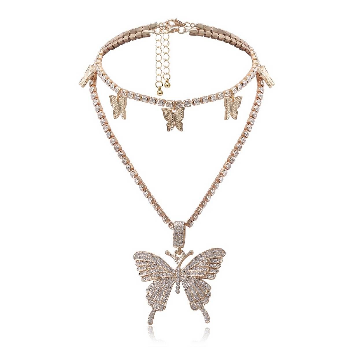 Women Personality Geometric Rhinestone Butterfly Jewelry