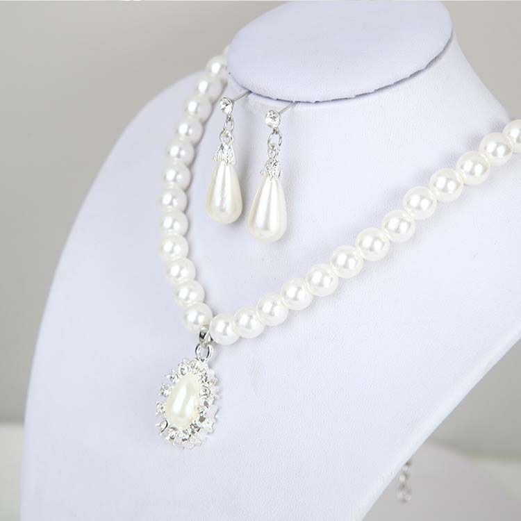 Jewelry Sets for Women Women Jewelry Bride Pearl Neck Necklace Set Earrings Pendant Necklace Hook Earrings Jewelry Set
