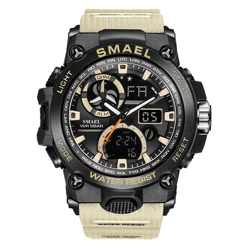 SMAEL 8011 Men Backlight Alarm Clock Sports Analog Quartz Digital Wrist Watch