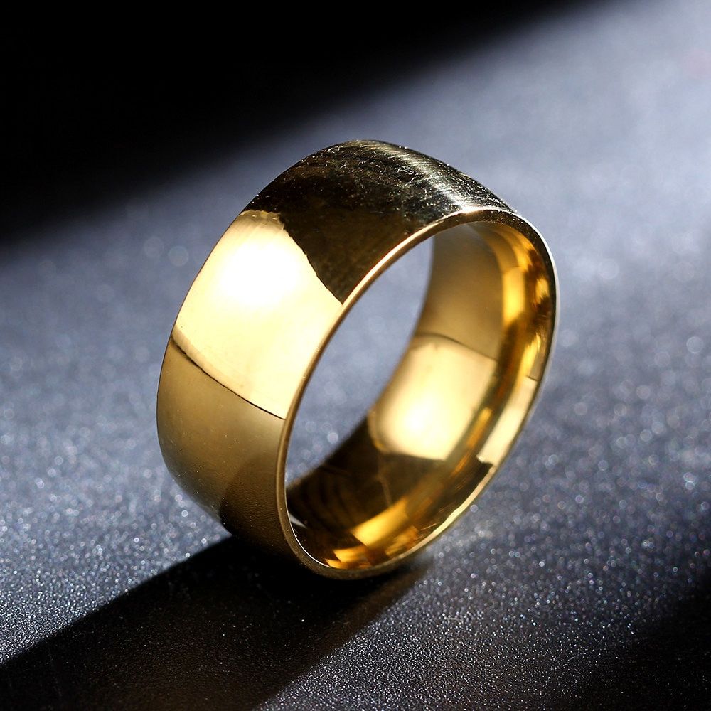 8mm Gold Color Titanium Steel Ring for Men and Women