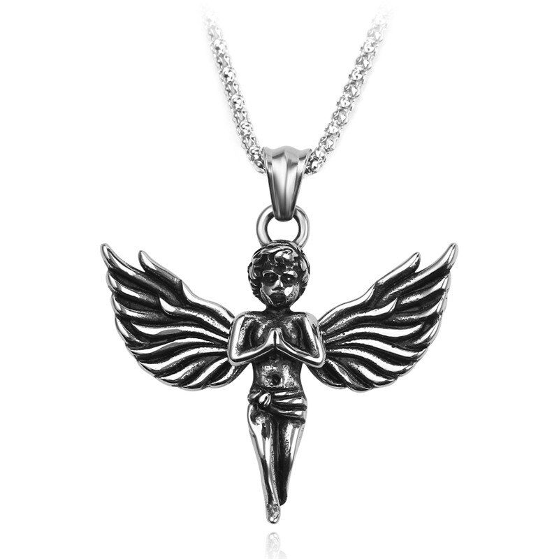 Vintage Angel Necklace Pendant White Wing Charm Pendant Jewelry Makings Women Gift Maxi Fashion Chain Harajuku Necklaces