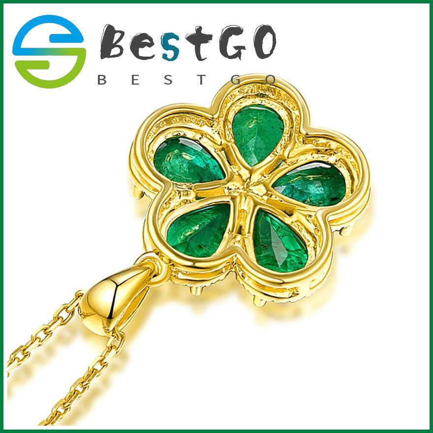 Korean Of The Novel Natural Emerald Gemstone Pendant K Gold Plated Inlaid Colorful Gemstone Pendant Necklace