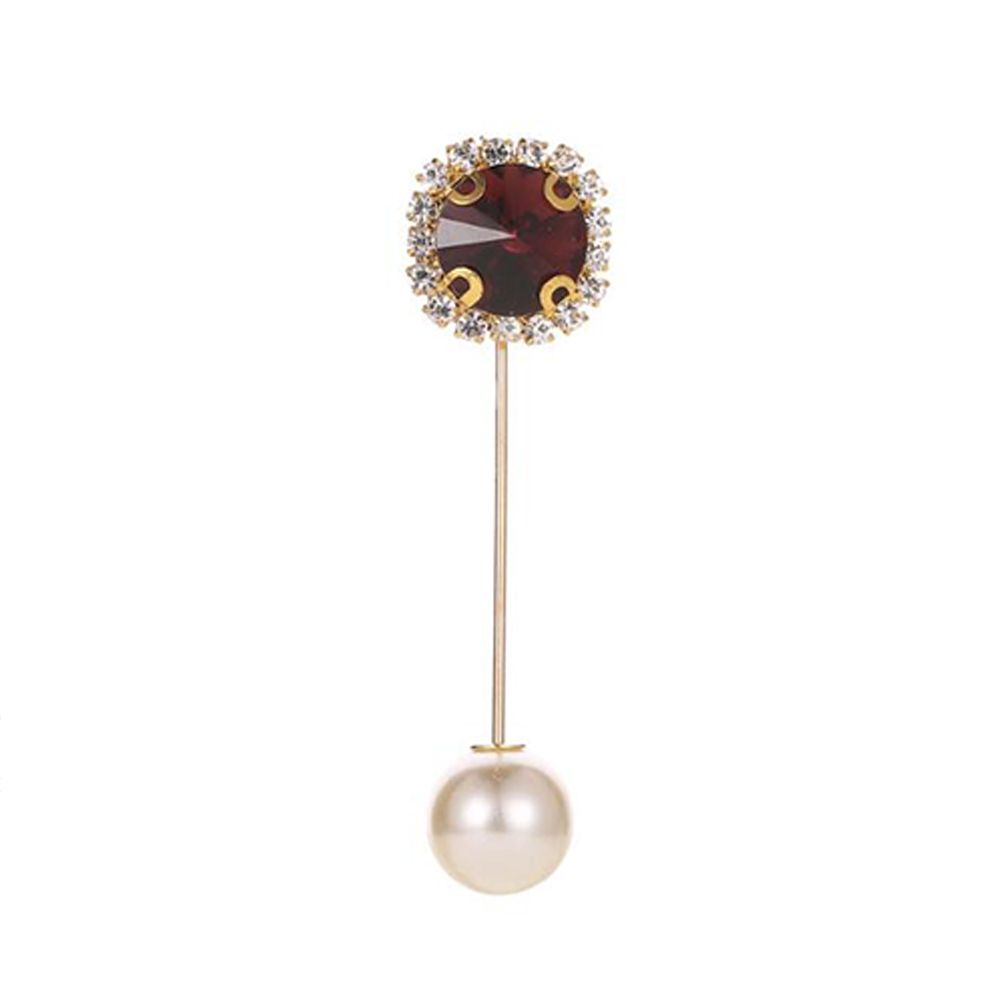 Yfashion Round Rhinestone Corsage Boutonniere Imitation Pearl Bride Brooch Suit Pin Wedding Decoration