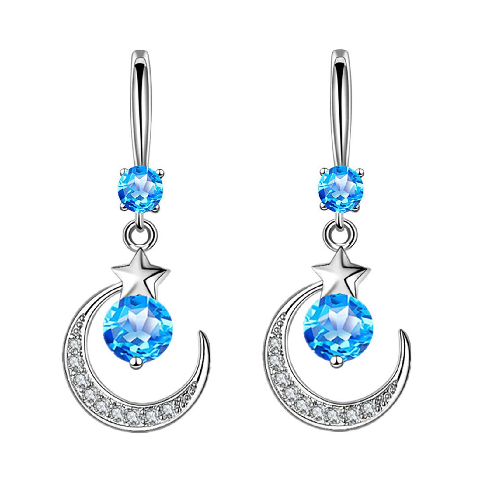 Dangle Eargs Nice-looking Exquisite Rhinestone Moon Eargs